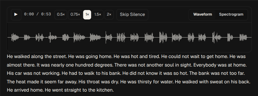 Transcription — AI-generated timestamped transcript with confidence score